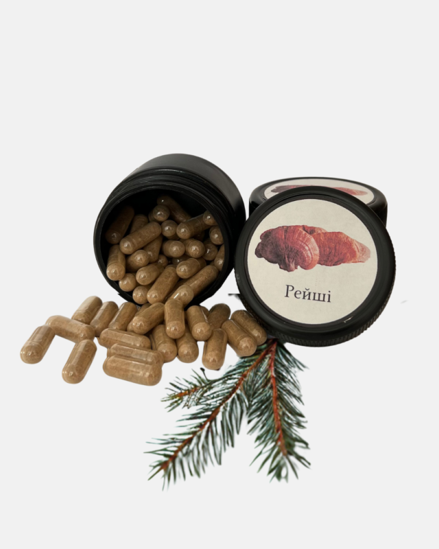 Капсули гриба Рейші від Мухомор з Карпат – натуральний адаптоген для здоров’я та довголіття